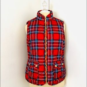 St. John’s Bay Plaid Vest Size S Red GUC